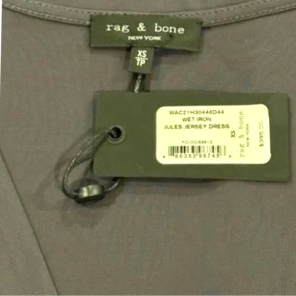 RAG & Bone Jules Jersey Twist Front Long Sleeve A-Line Slim Fit Midi Dress NEW - Picture 11 of 12